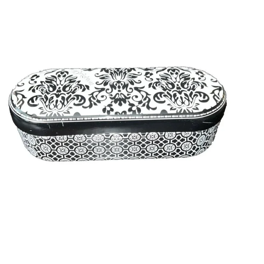 BRIGHTON Tin Metal Sunglasses Black and White Case Top Flip
